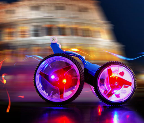 Breakdancing remote controlled car