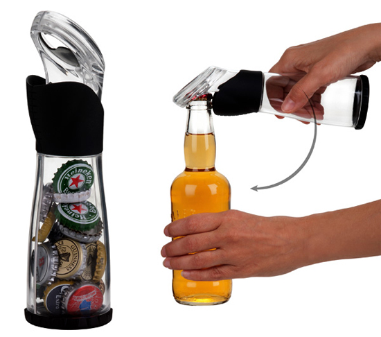 Trudeau Bottle Opener Catches Bottle Caps