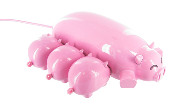 Office Chums Pig USB Hub With MicroSD Reader Piglets