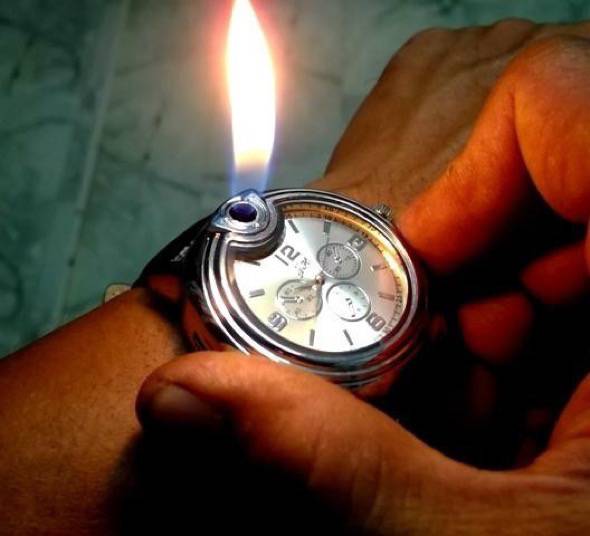 Watch With Built-in Butane Lighter