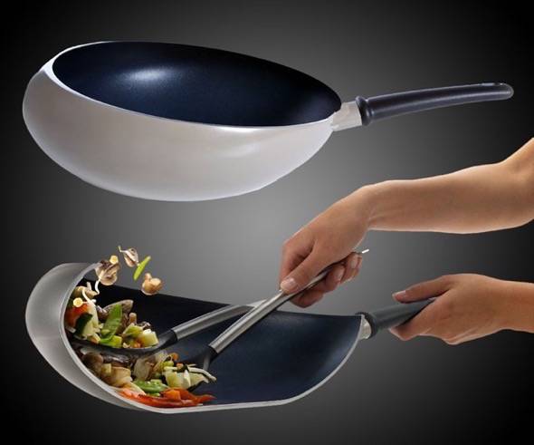Boomerang Wok Keeps Your Food In The Bowl