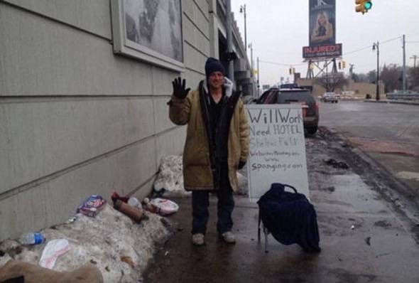 Honest Abe Homeless Man Takes Credit Cards