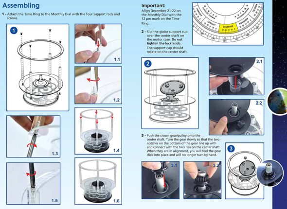 Night N Day Mechanical Globe Assembly Instructions