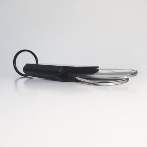 ThinOptics Foldable Keychain Reading Glasses Coming out of case