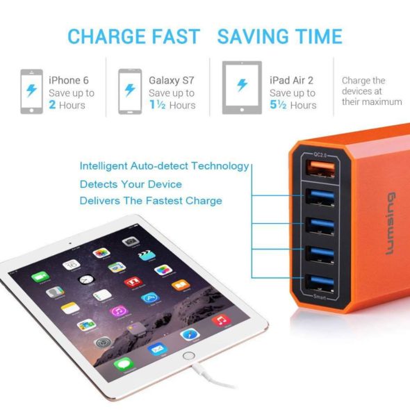 Lumsing Quick Charger Smart USB Charger 5-Port 40-watt