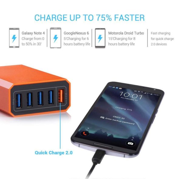 Lumsing Quick Charger Smart USB Charger 5-Port Android