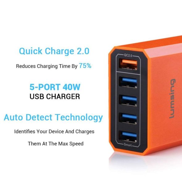 Lumsing Quick Charger Smart USB Charger 5-Port QC2.0