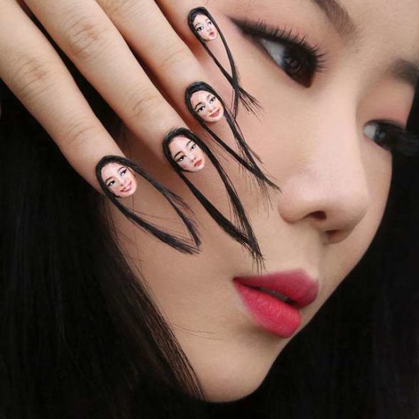 Dain Yoon Selfie Fingernails with Hair 1