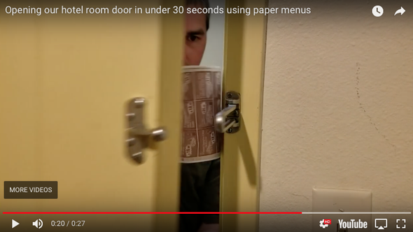 Opening Hotel Door With Paper Menu Video