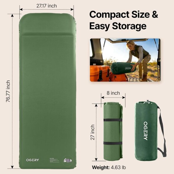 Ogery Built-In pump sleeping pad dimensions