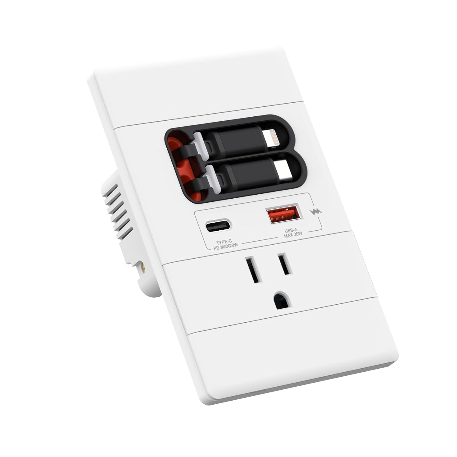Wall Outlet With Retractable USB-C
