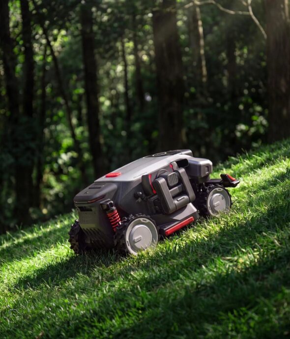 eufy Robot Lawn Mower S2 Max on a green lawn, product hero shot