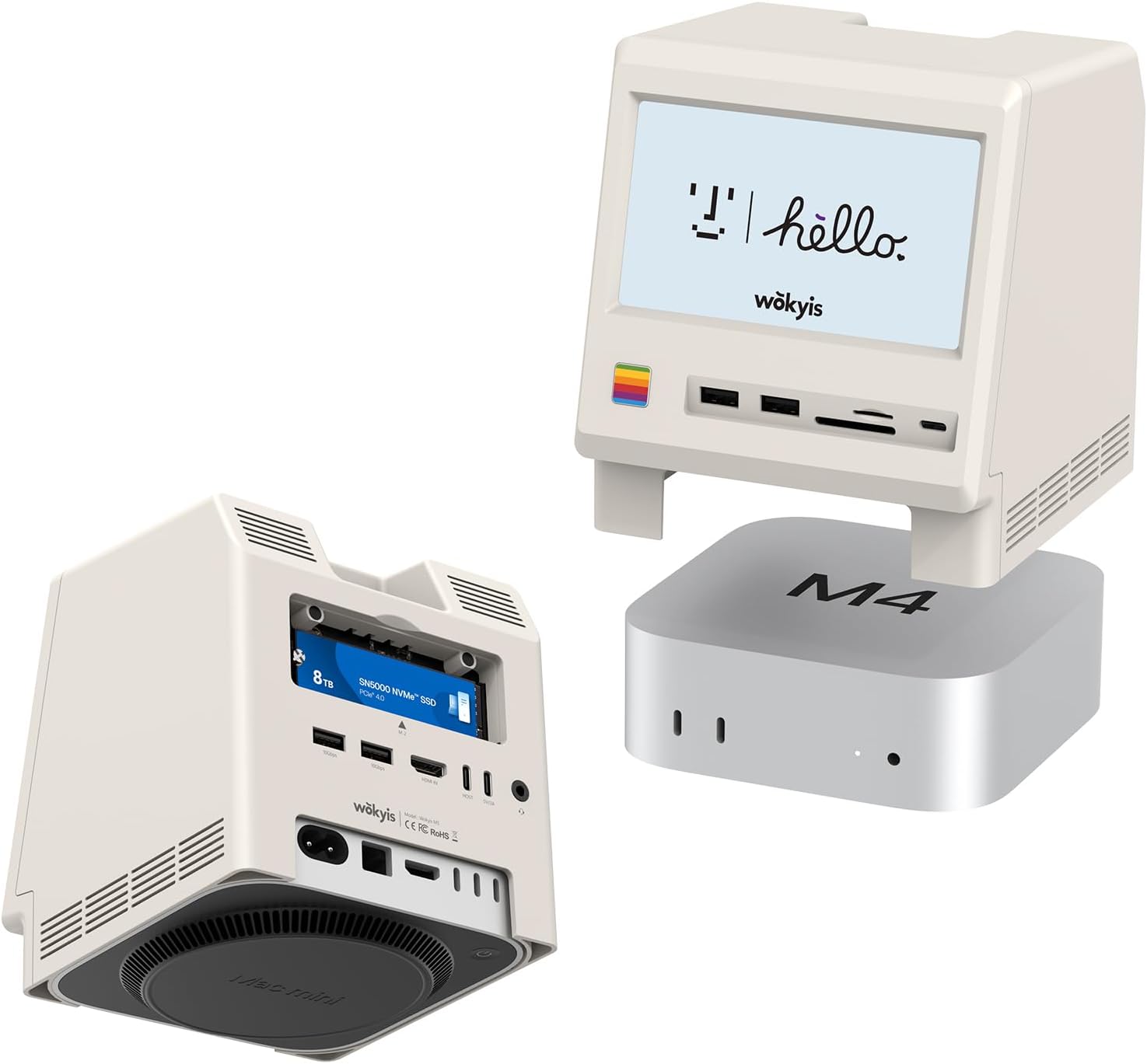 Wokyis M5 Retro Dock Macintosh-inspired Mac mini dock with 5-inch screen