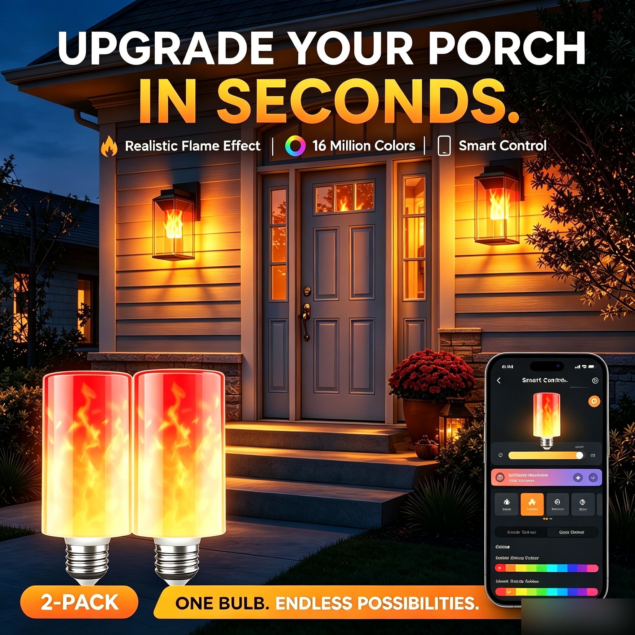 Linkind Smart Light Stick E26 flame-effect smart bulb product shot