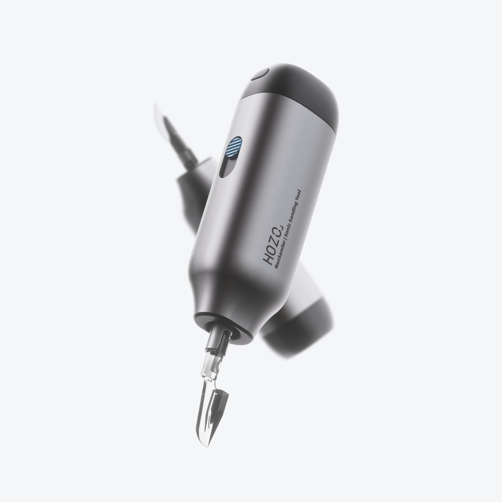 HOZO NeoSander pen-sized detail sander on a 3D print with color-coded heads