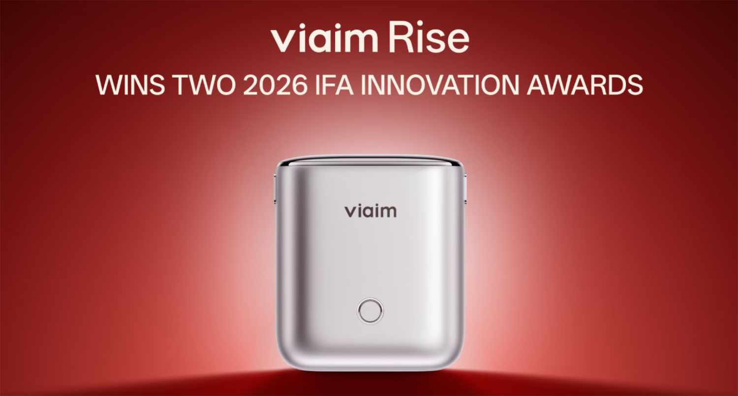 viaim Rise charging case with IFA 2026 innovation awards graphic