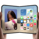 Apple iPhone Duo foldable phone opening to reveal its large inner display