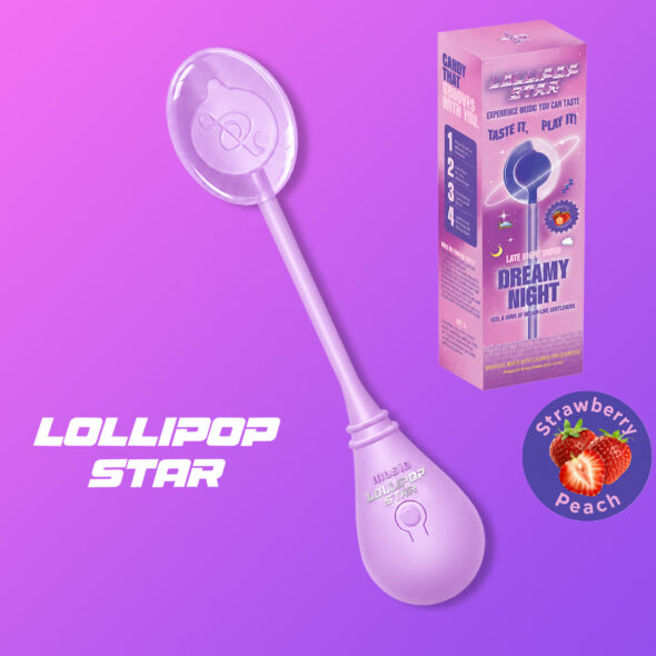 Lollipop Star bone-conduction candy with branded stick and colorful candy head