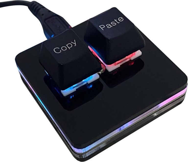 BTXETUEL two-key Copy Paste macro pad with RGB underglow and USB-C cable