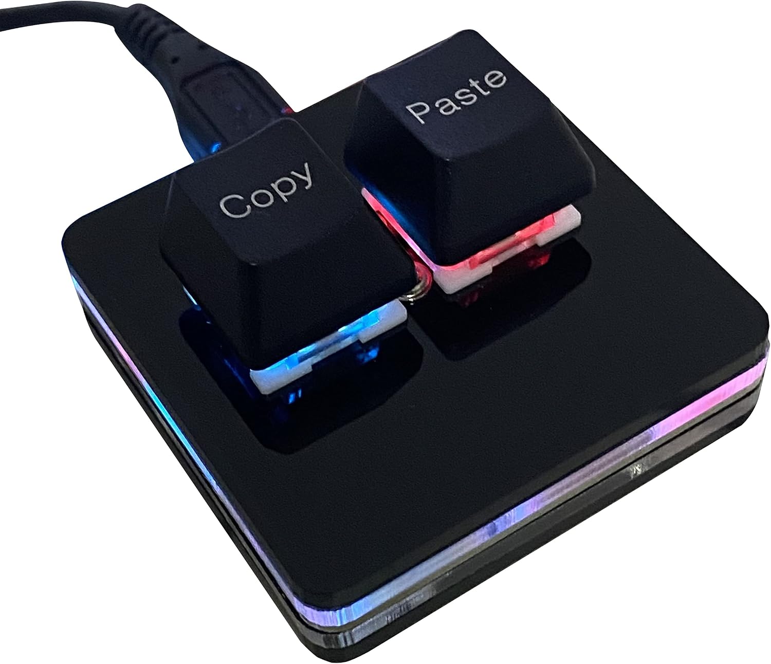 BTXETUEL two-key Copy Paste macro pad with RGB underglow and USB-C cable