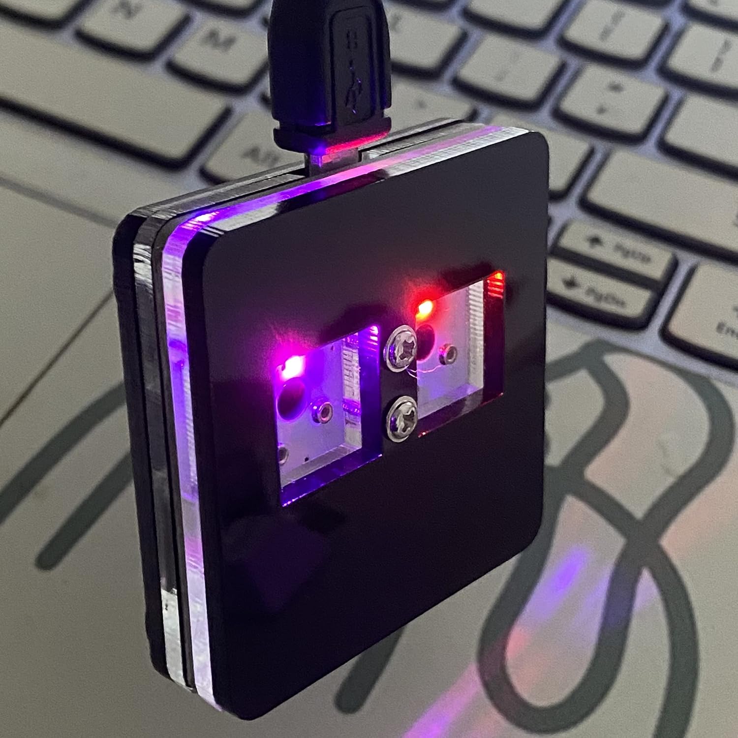 Hot-swap switches exposed on the RGB two-key SayoDevice macro pad