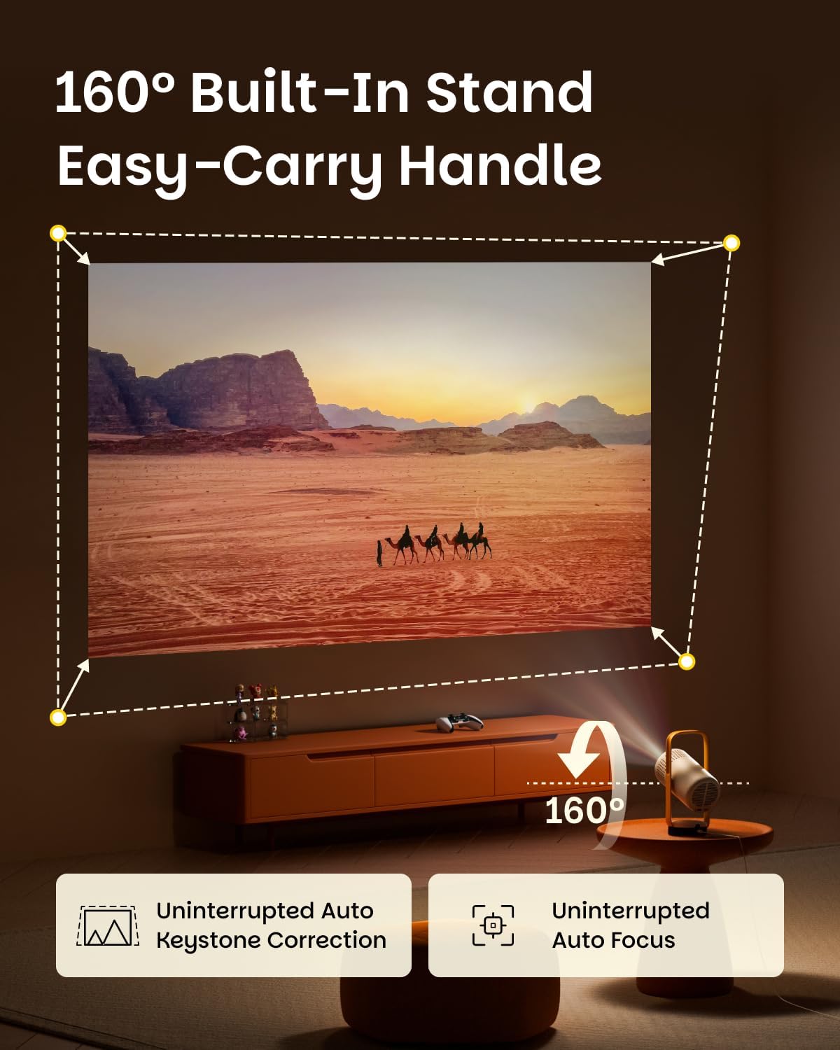 XGIMI Vibe One with carry-handle stand tilted upward