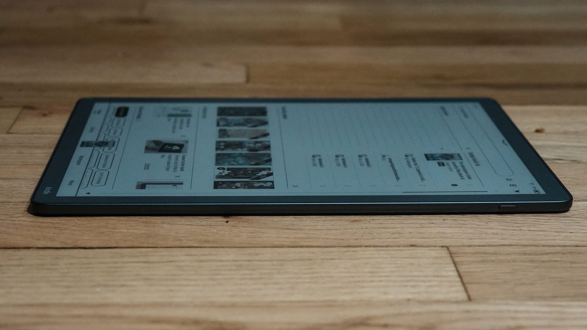 Kindle Scribe Colorsoft side profile showing thin graphite body