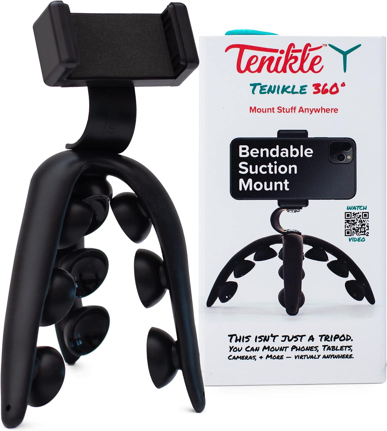 Black Tenikle 360 next to Mount Stuff Anywhere retail packaging