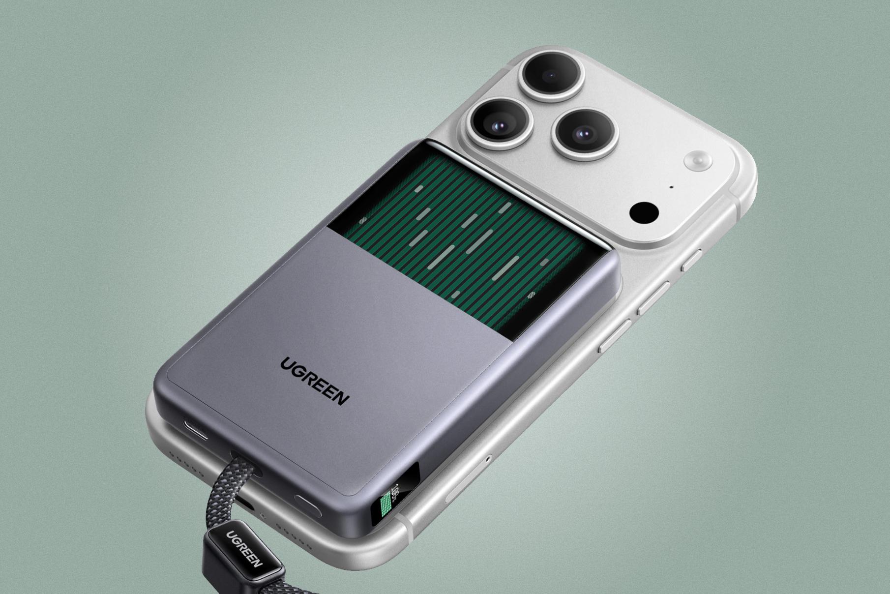 UGREEN MagFlow Pro liquid-cooled MagSafe power bank with Cyber Window