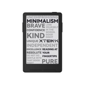 XTEINK X3 pocket e-ink reader front view with grayscale word-cloud screen