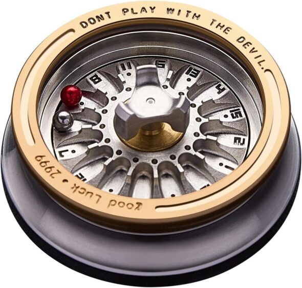 Hammersmith Carnival Pocket Roulette fidget spinner with gold ring and red ball