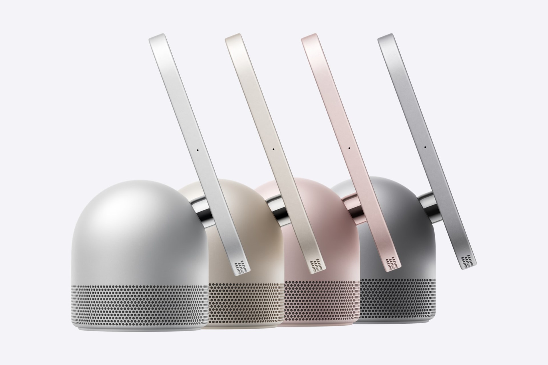 Apple HomeView in silver, starlight, rose pink and space gray, seen from the side