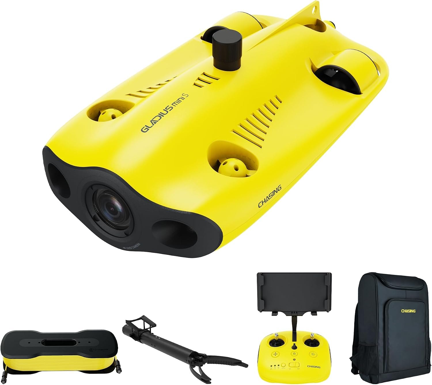 CHASING Gladius Mini S Professional Set with drone, grabber claw arm, remote controller with phone holder, tether reel and backpack