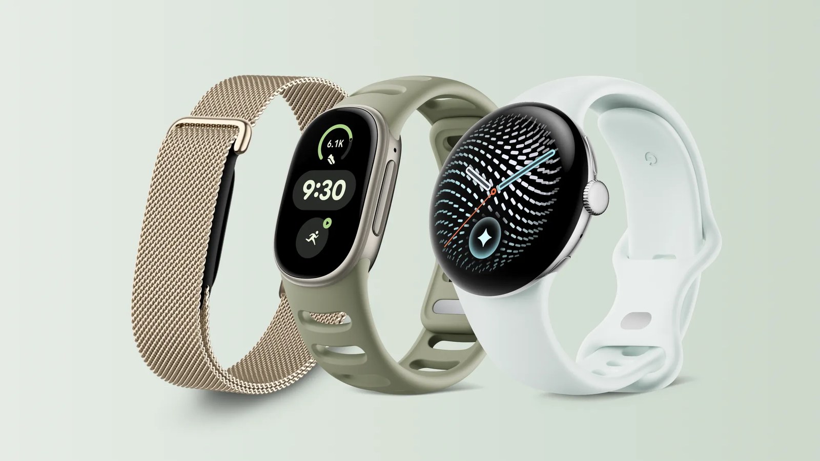 Fitbit Edge between a screenless Fitbit Air band and a Pixel Watch