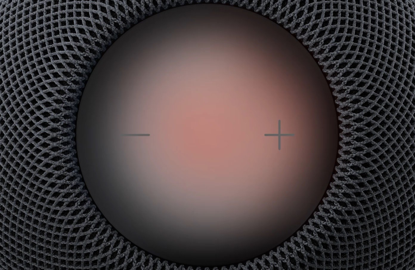 Sound Glow lighting up the top of a midnight HomePod mini 2