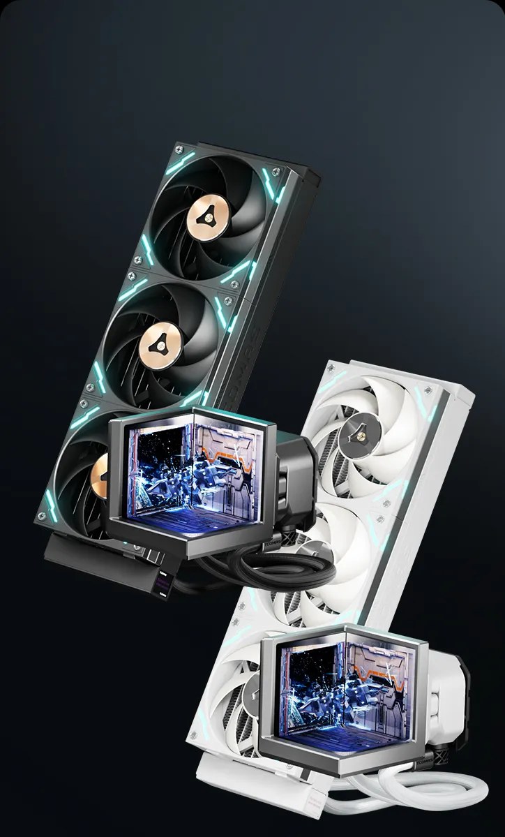 TCOMAS EXIT D3 Pro black and white versions with the triple-screen pump head lit up