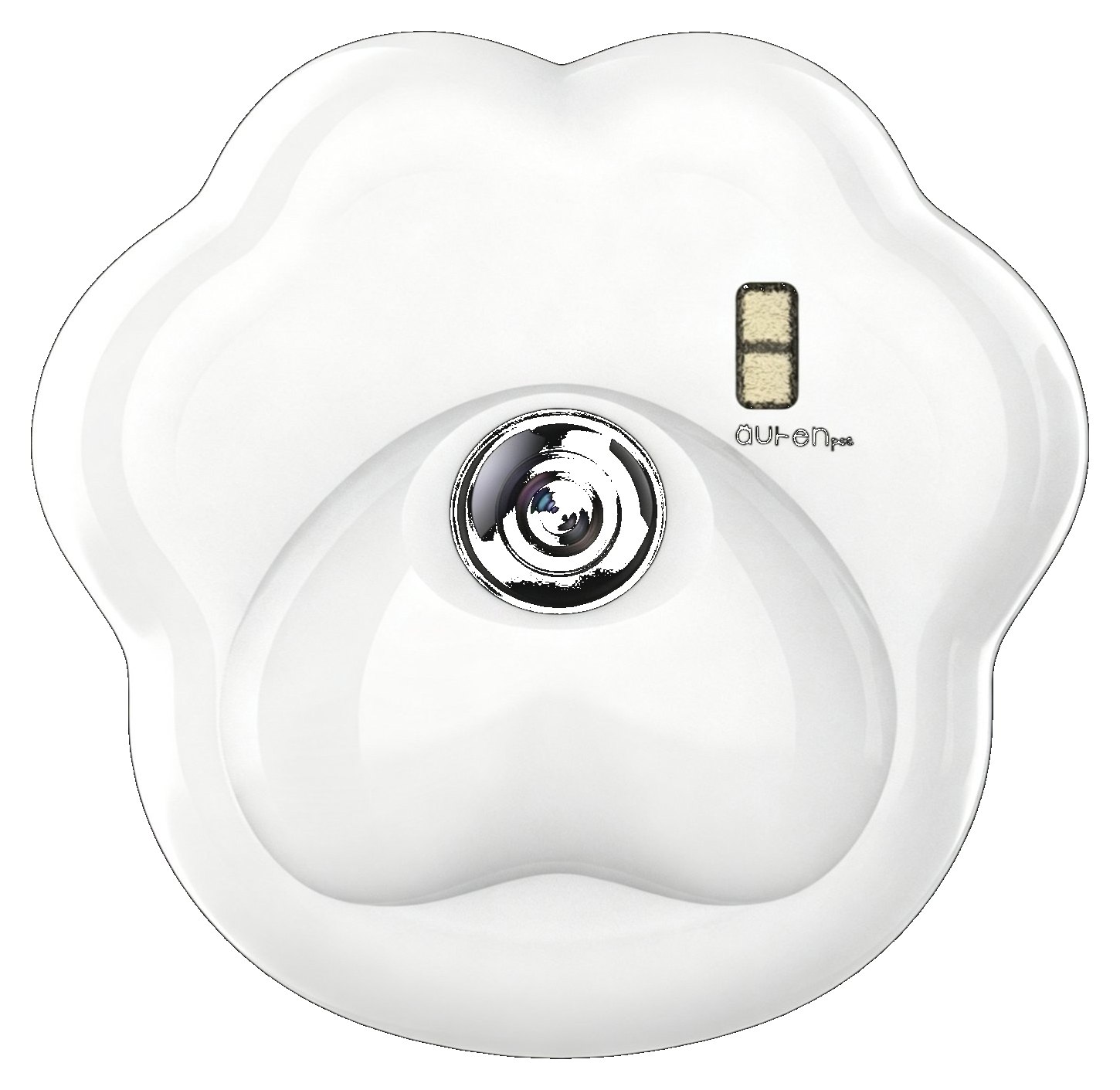 Front view of the white Ouren M1 collar camera