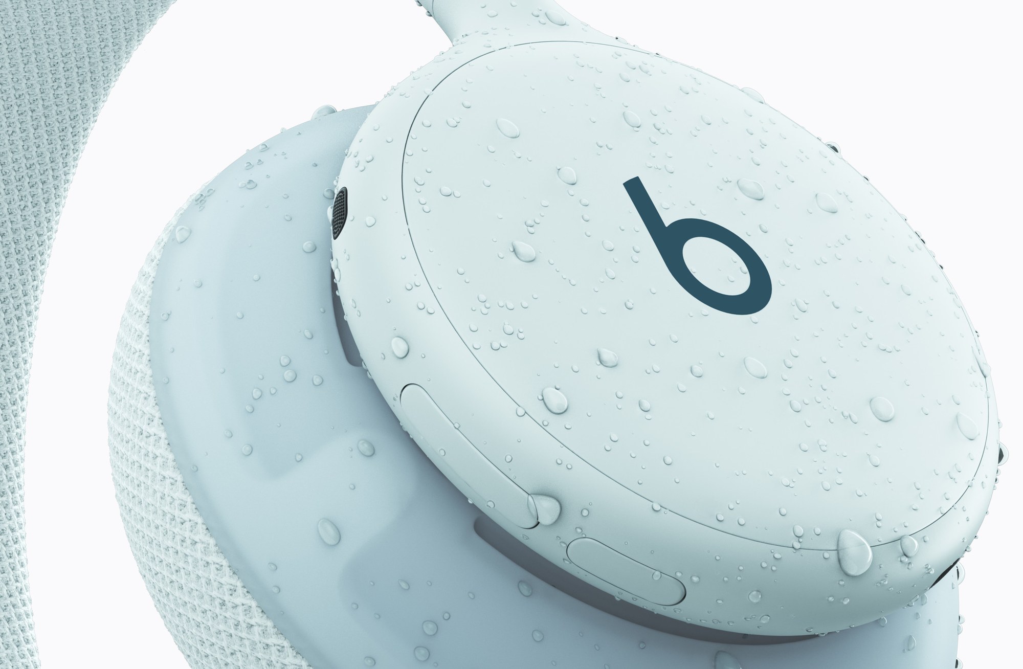 Water droplets on a Sky Beats 360 earcup showing IPX4 resistance