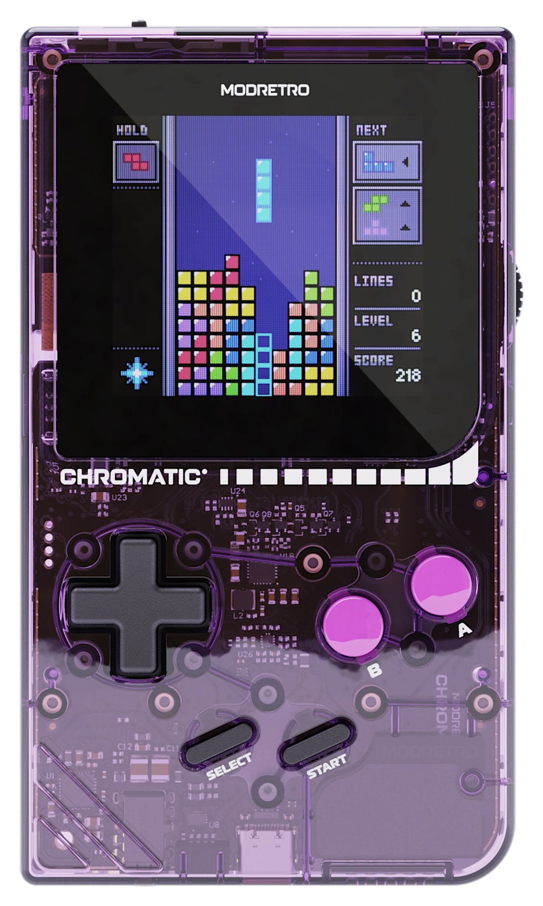 Chromatic Transparent in Purple with magenta face buttons