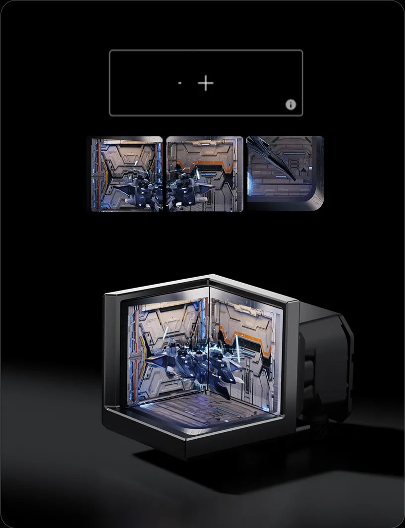 Diagram of three EXIT D3 Pro screens combining into one corner display