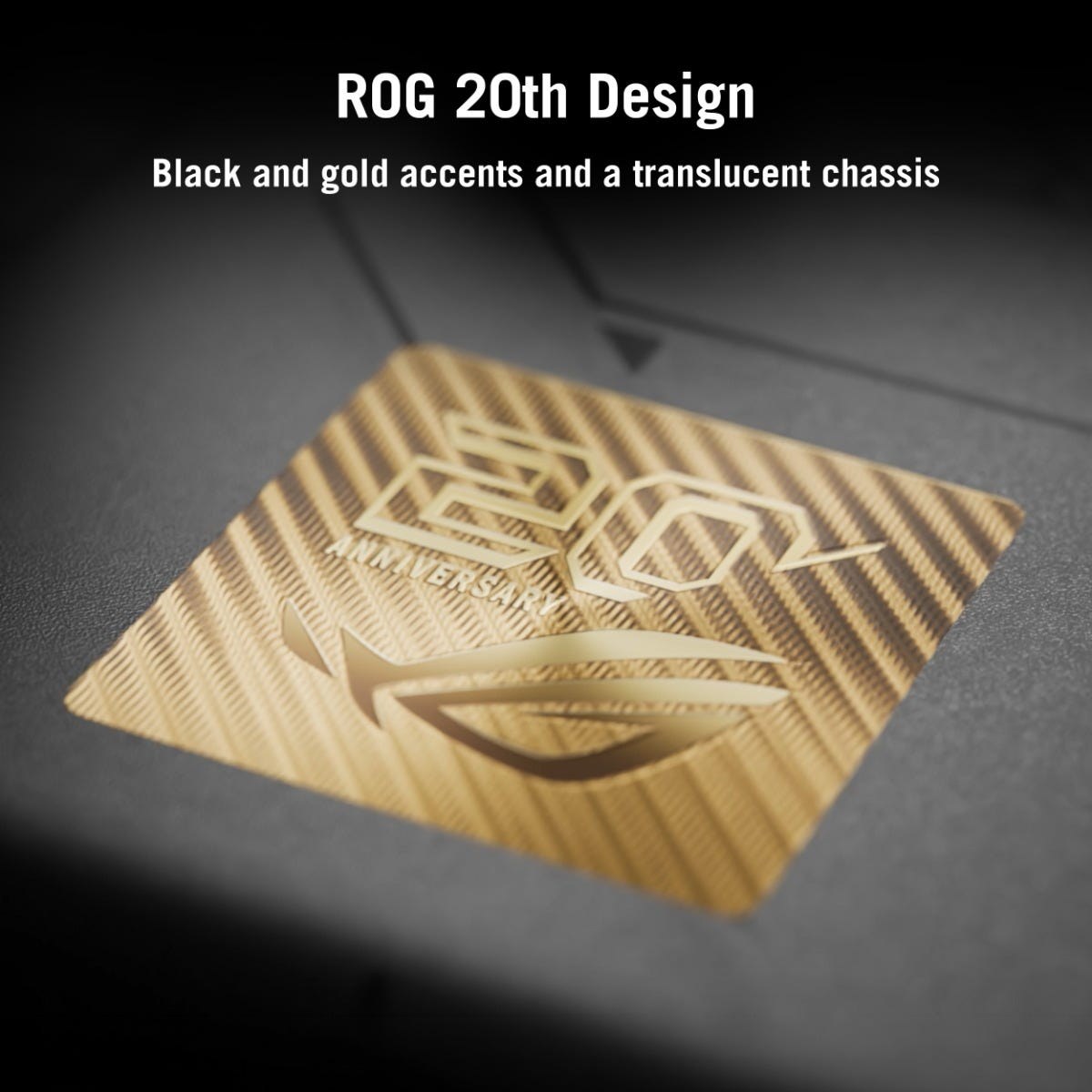 Gold ROG 20th anniversary badge on the Xbox Ally X20