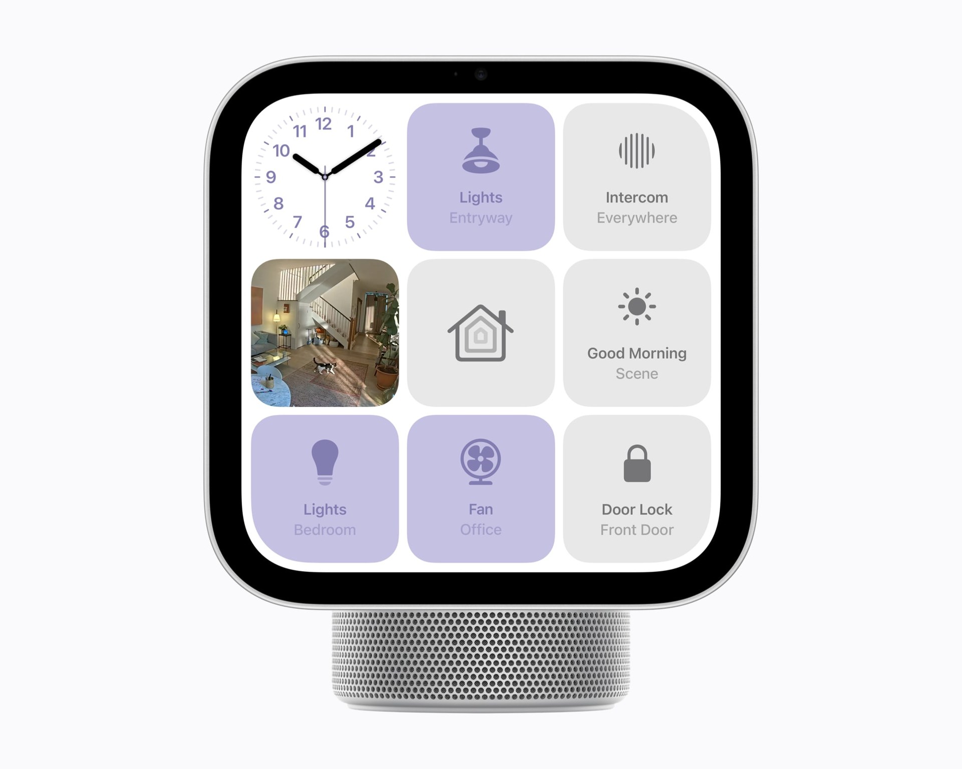 Apple HomeView showing the Home Modular face with lights, scenes and lock