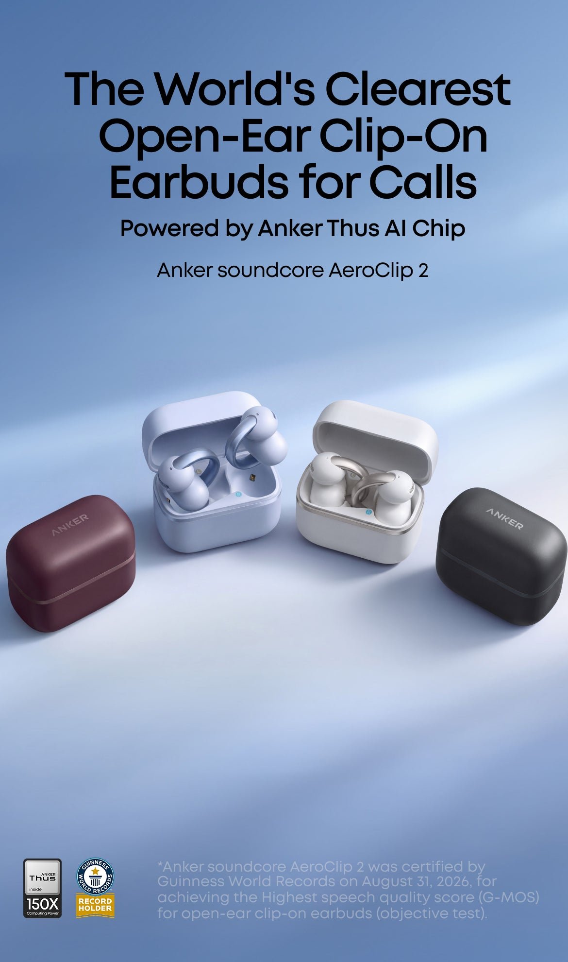 AeroClip 2 earbuds with compact charging case