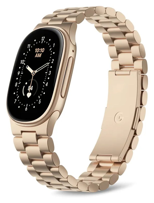 Fitbit Edge in Champagne Gold with the Metal Links band