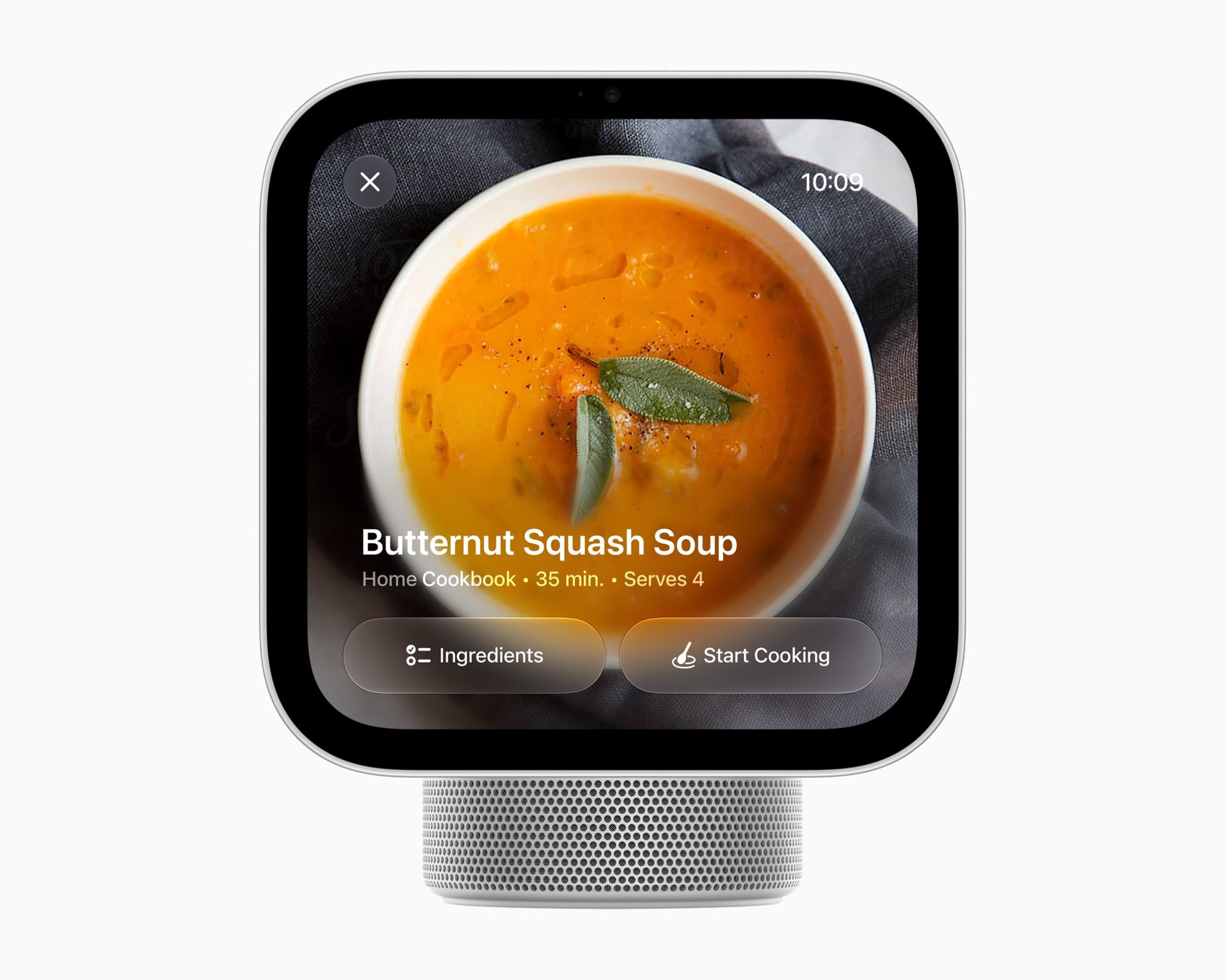 Apple HomeView showing a butternut squash soup recipe