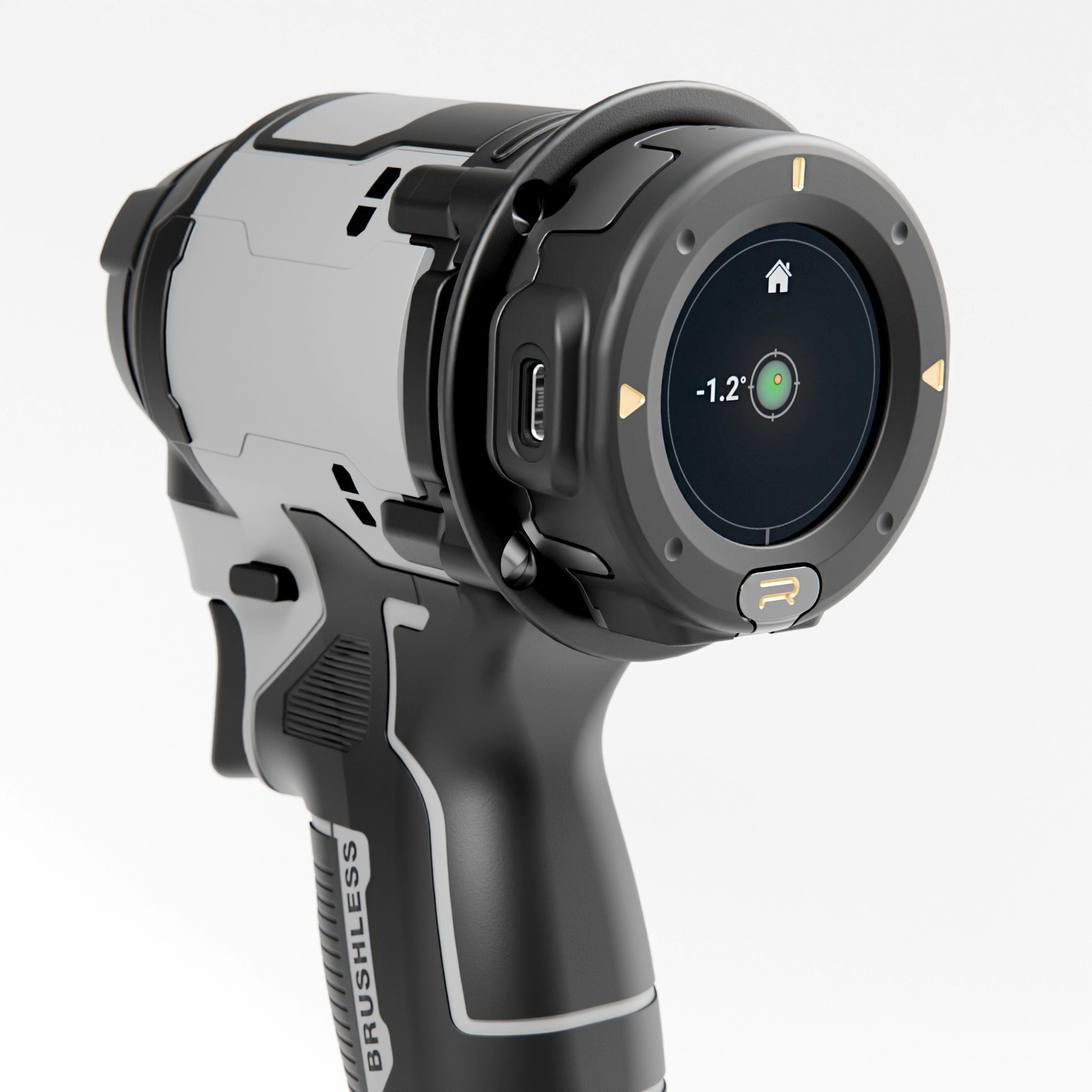 ROBBOX xDock mounted on a drill for live angle guidance
