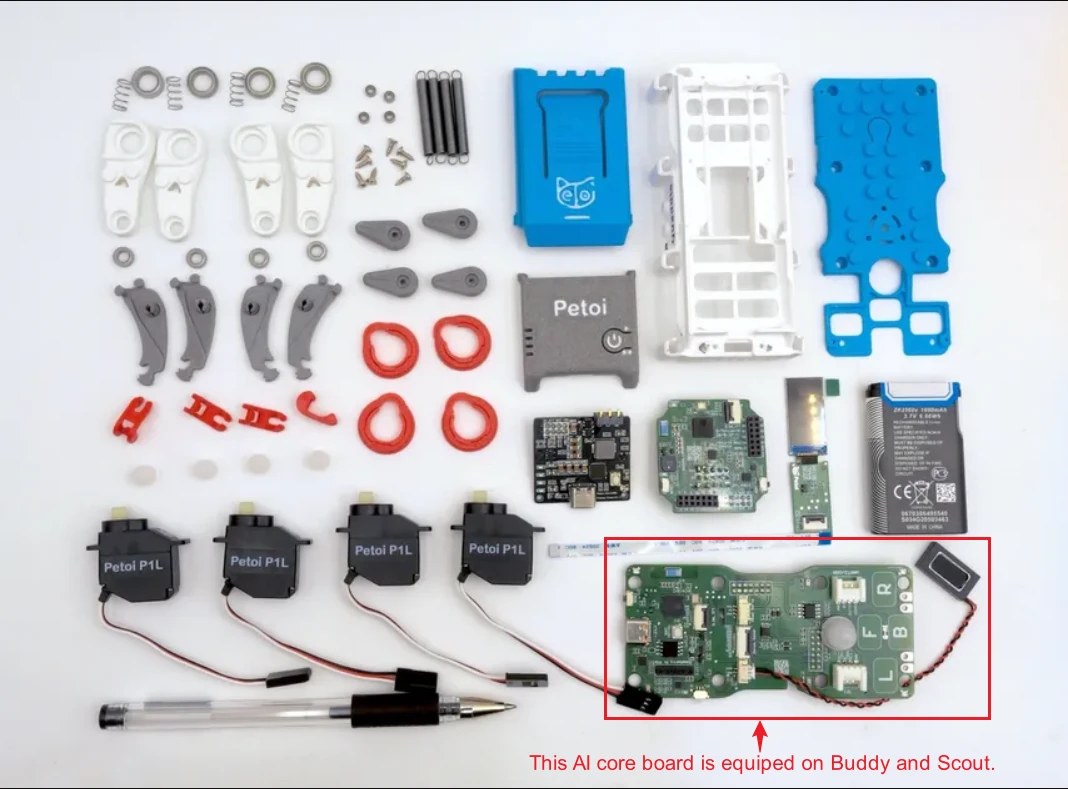 Quaddle Buddy kit parts laid out before assembly