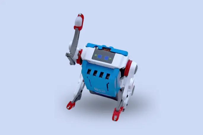 Petoi Quaddle robot dog raised-leg pose showing four-servo legs